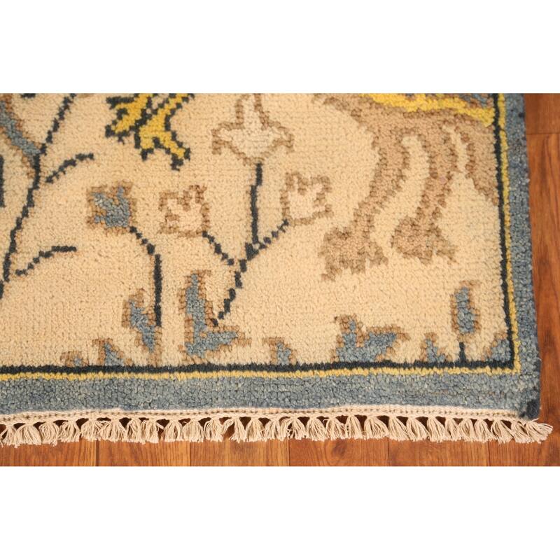 Hand Knotted Oriental 100% Wool Carpet Traditional All-Over Peach Ziegler Runner Rug - 9' 9'' X 2' 6''