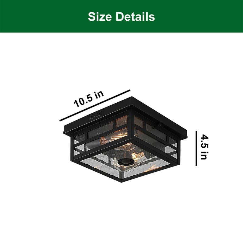 Farmhouse ceiling sconce Black mount light Glass, Metal Ceiling Light