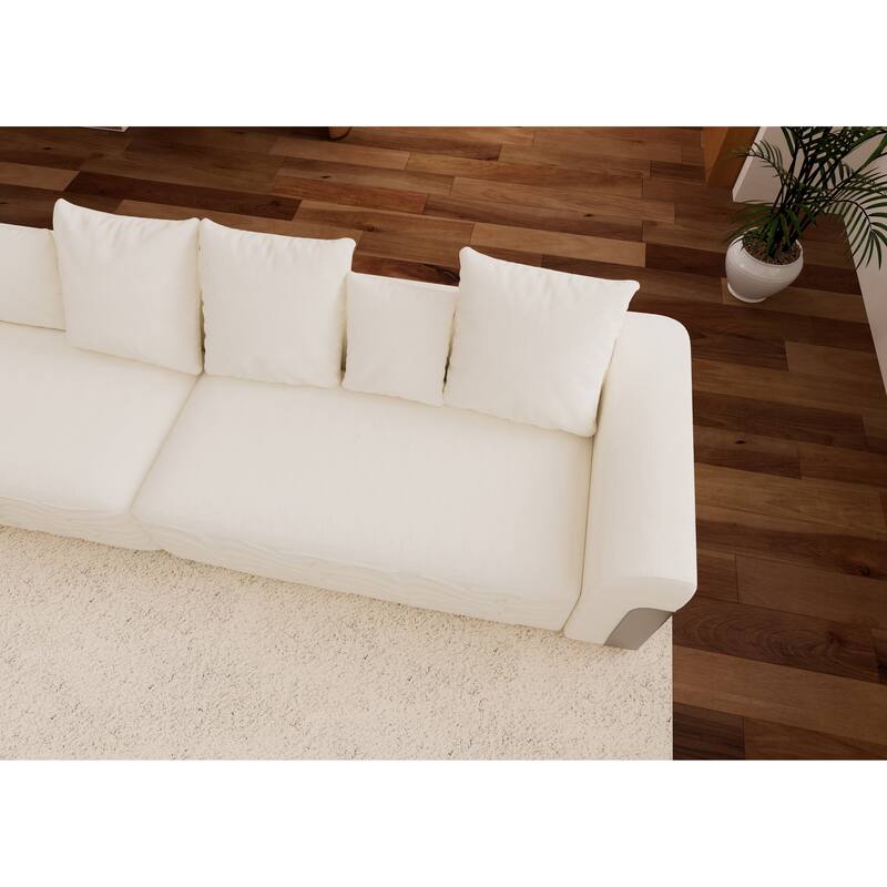 127.4″ Fabric 4-Seater Cloud Sofa with Deep Seats & Pillows