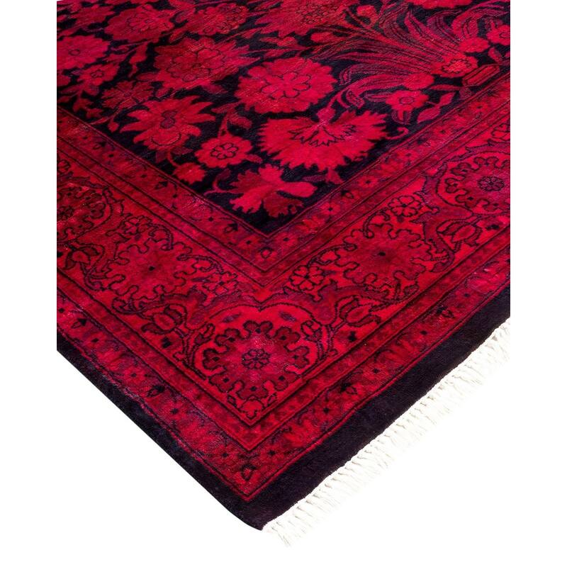 Overton Hand Knotted Wool Vintage Inspired Modern Contemporary Overdyed Pink Area Rug - 4' 1" x 6' 4"