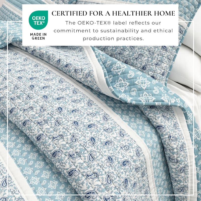 Linery & Co. Stripe & Paisley Microfiber Quilt Set With Shams
