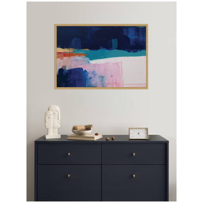 Kate and Laurel Blue Current No. 1 by Amy Lighthall Framed Canvas Wall Art Print