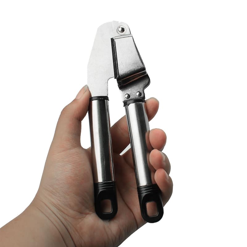 Kitchen Stainless Steel Metal Garlic Press Crusher Slicer - Silver - 7" x 2" x 1.7"(L*W*T)