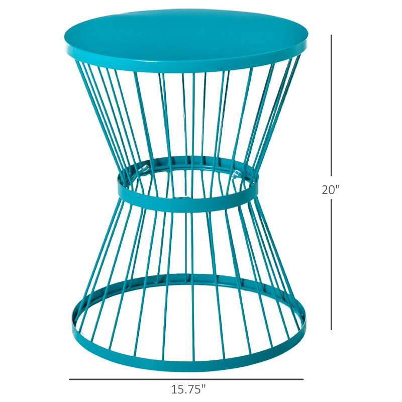 Outsunny 16" Steel Patio End Table, Side Table with Hourglass Design, Accent Table for Outdoor and Indoor Use