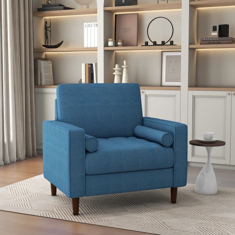 35.56" W Accent Chair Upholstered Armchair with Bolster Pillows