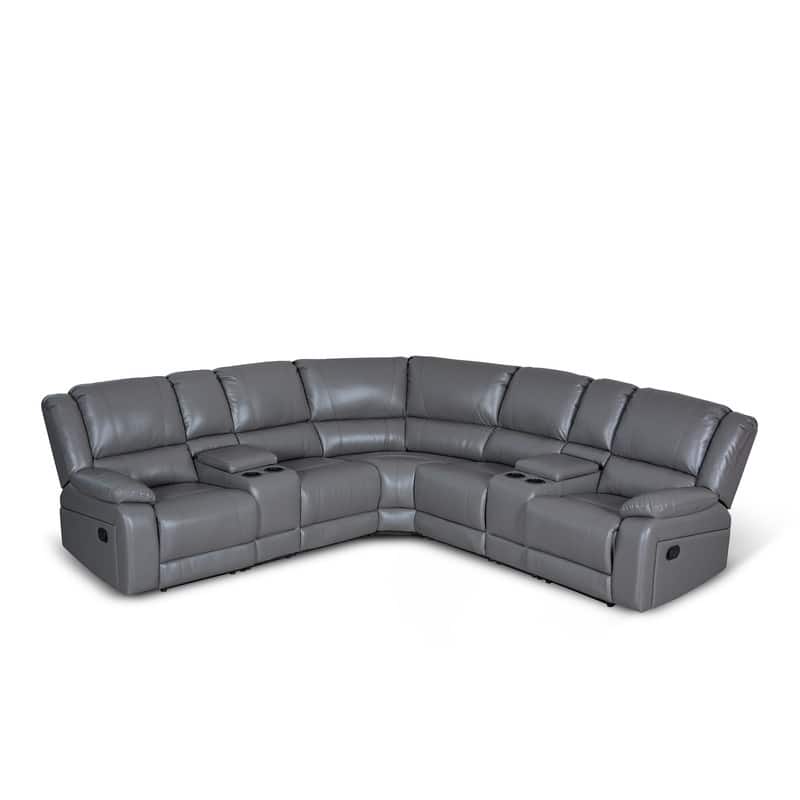 108" W Modern Contemporary Faux Leather 7 Piece Sectional Recliners