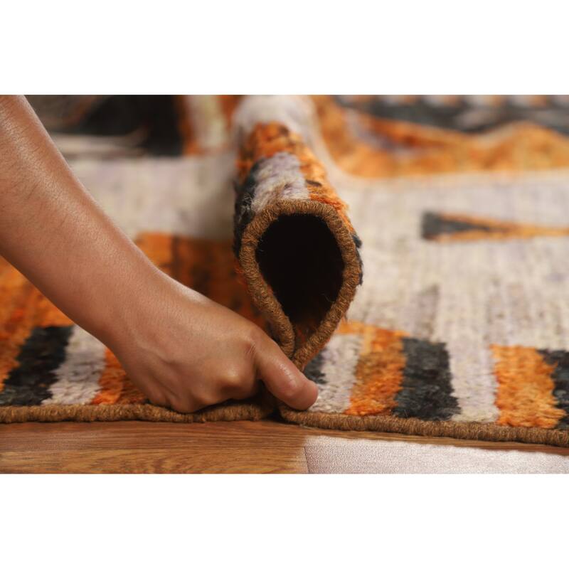 Geometric Moroccan Area Rug Handmade Bedroom Wool Carpet - 6'11" x 9'10"