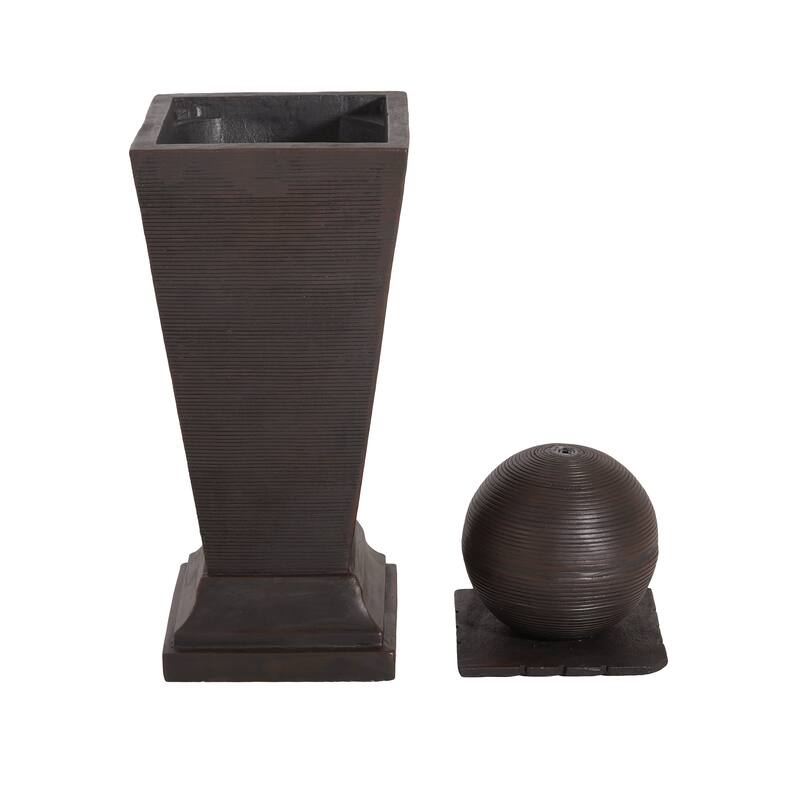 Christopher Knight Home - Glitzhome 35.5"H Concrte Outdoor Waterfall Fountain With Pebbles, Pump, and LED Light