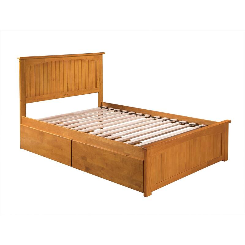 Platform Bed with Footboard & Drawers - Grey Bedroom Furniture