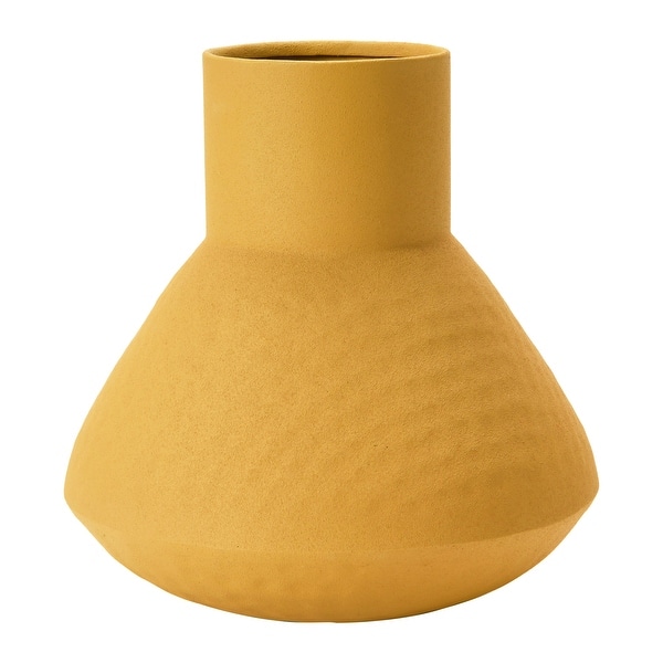 slide 1 of 5, Textured Metal Vase, Mustard Color