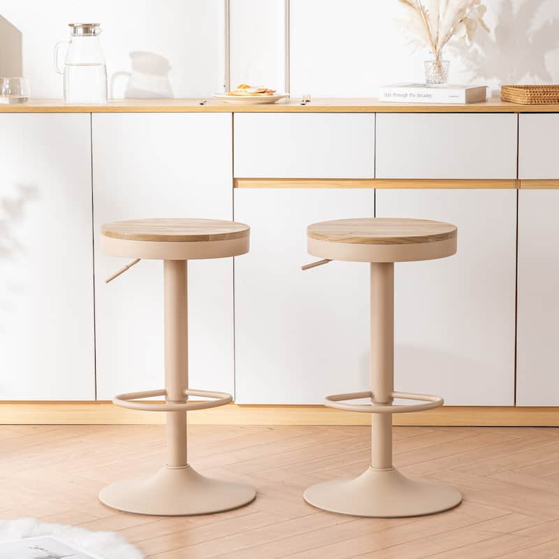 Adjustable Swivel Bar Chairs Backless Round Barstools Set of 2