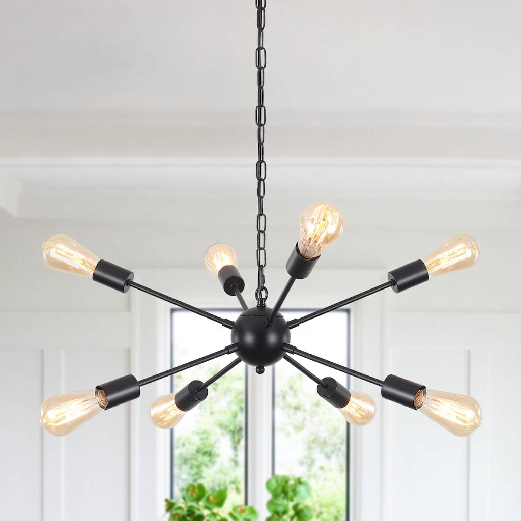 8-Light 23.54 in. Sputnik Chandelier for Living Room with Plug in Cord