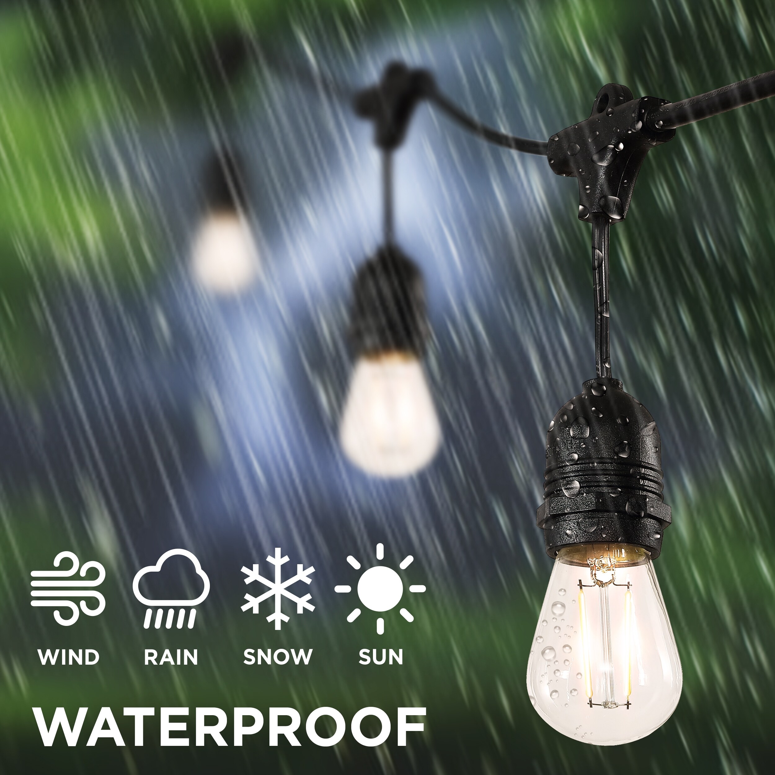 48ft String Lights RGB Cafe LED String Lights w/15 S14 Bulbs Backyard Waterproof 48ft String Lights RGB Cafe LED String Lights w/15 S14 Bulbs Backyard Waterproof