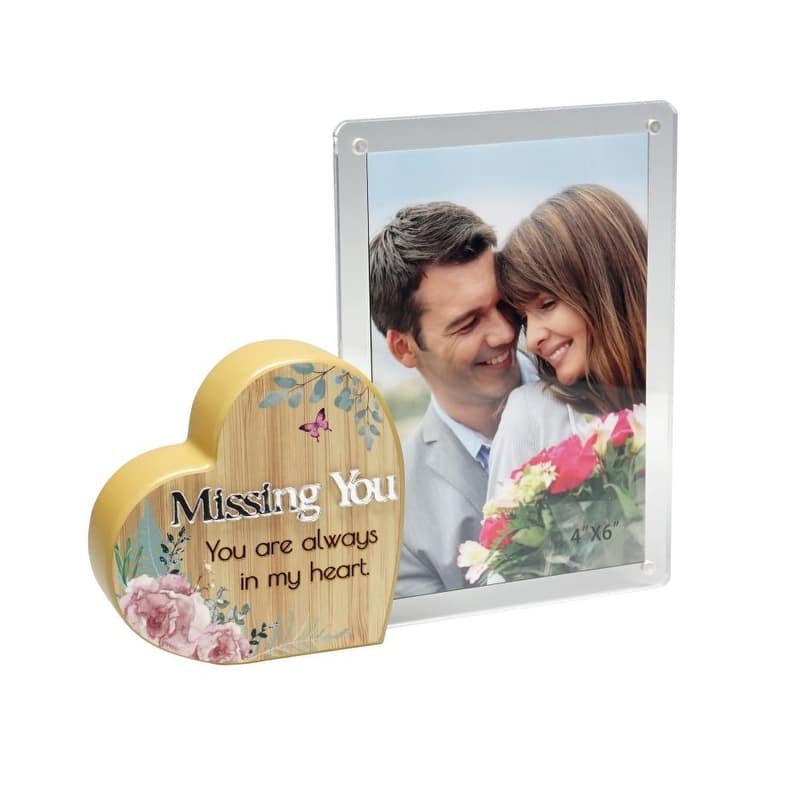 Heart With Text And Clear Photo Frame- Missing You Photo Frame