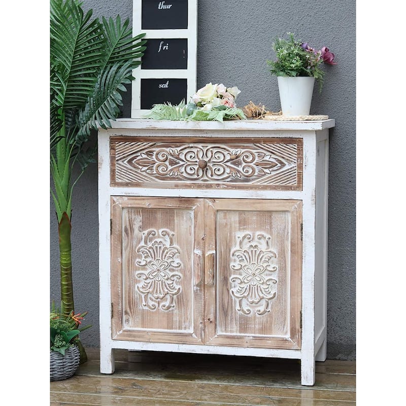 Wood Cabinet Storage With 1 Drawer And 2 Doors