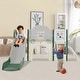preview thumbnail 1 of 13, 9 in 1 Kids Slide Play Set Structure for Indoor-Outdoor Activity - 65.3''L x 68.9''W x 37.8''H Green-Grey