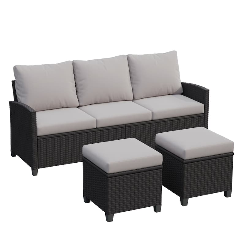 6-Piece Wicker Patio Conversation Set with Swivel Chairs