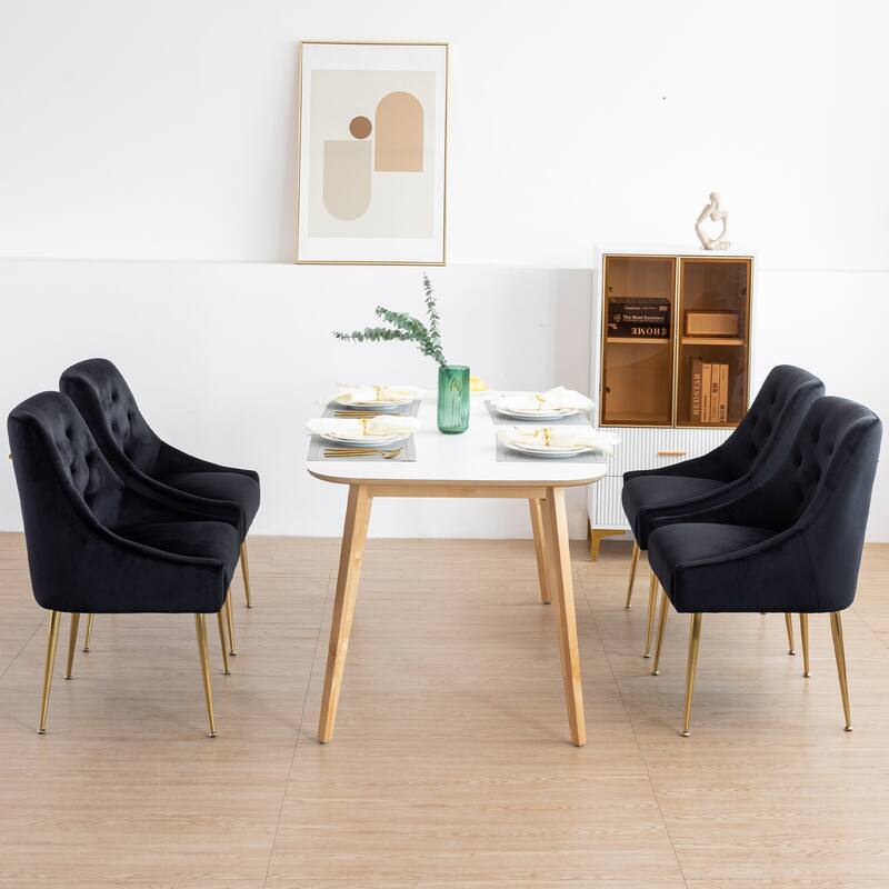 XINMICS Mid-Century Modern Velvet Dining Chair, Upholstered Parsons Chair, Set of 2