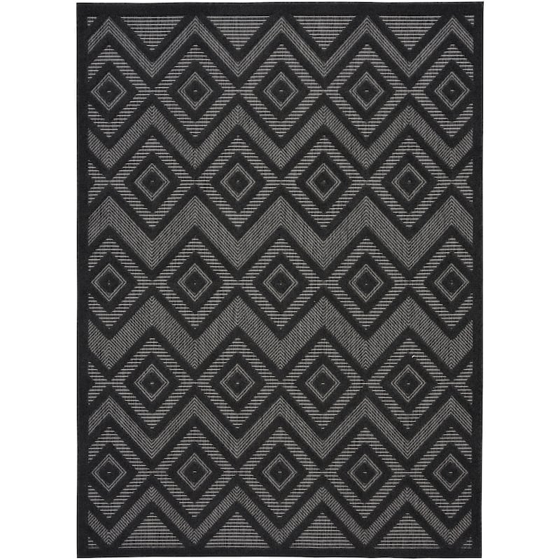 Nourison Versatile Indoor/Outdoor Geometric Flatweave Area Rug - 4' x 6' - Charcoal/Black