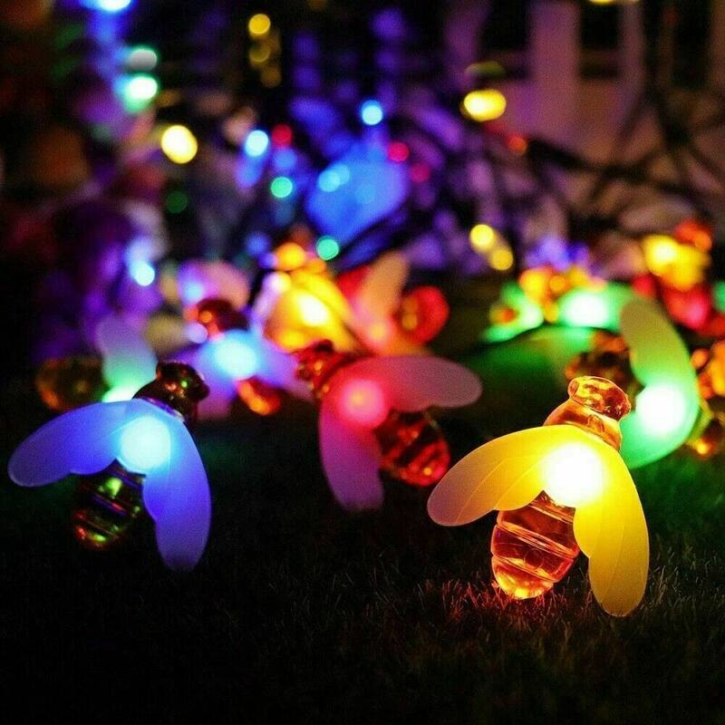 21.3ft Solar Bee String Garden Lights Outdoor Multicolor 30LED