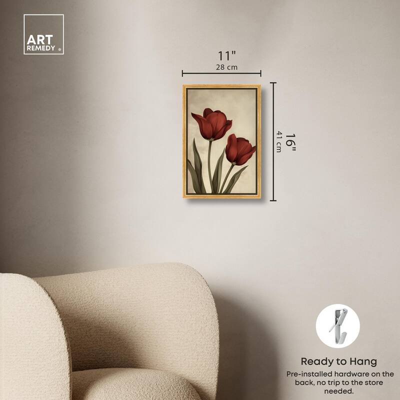 Deep Red Tulips Canvas by Art Remedy