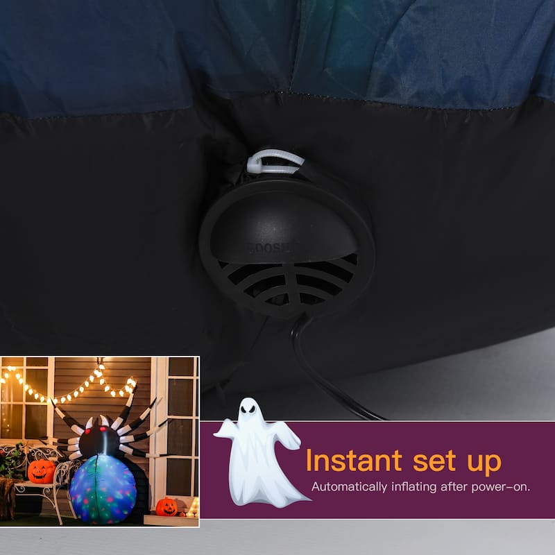 HOMCOM 5' Kaleidoscopic Strobe-Lit Giant Spider Halloween Decoration
