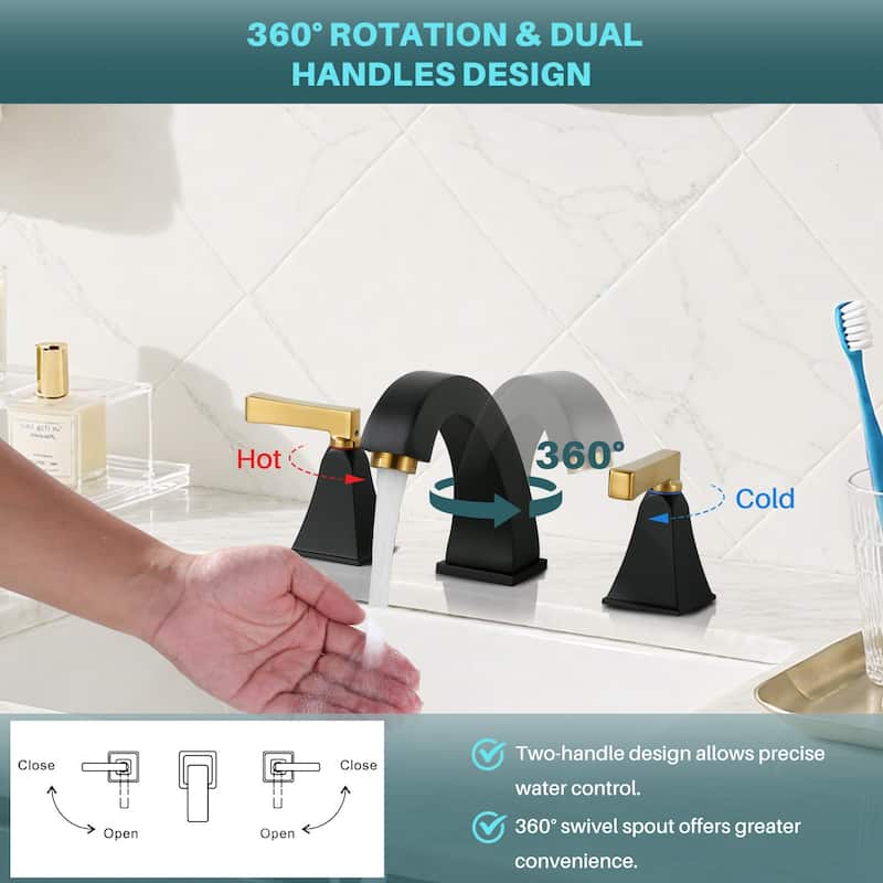 WOWOW 8 in. Widespread Double Handle Bathroom Faucet