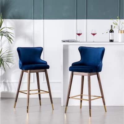 Upholstered Wingback Bar Stools, Set of 2