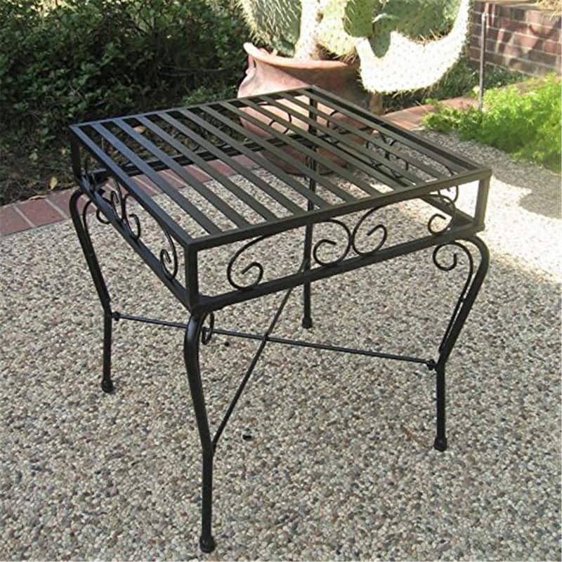 Southwestern Iron Side Table - Black Accent Table for Patio, Deck, Living Room - Durable & Stylish Design - 22