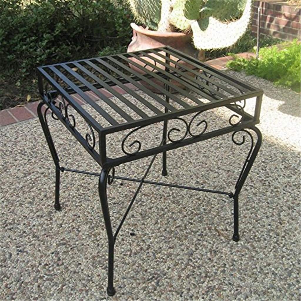 Southwestern Iron Side Table - Black Accent Table for Patio, Deck, Living Room - Durable & Stylish Design - 22