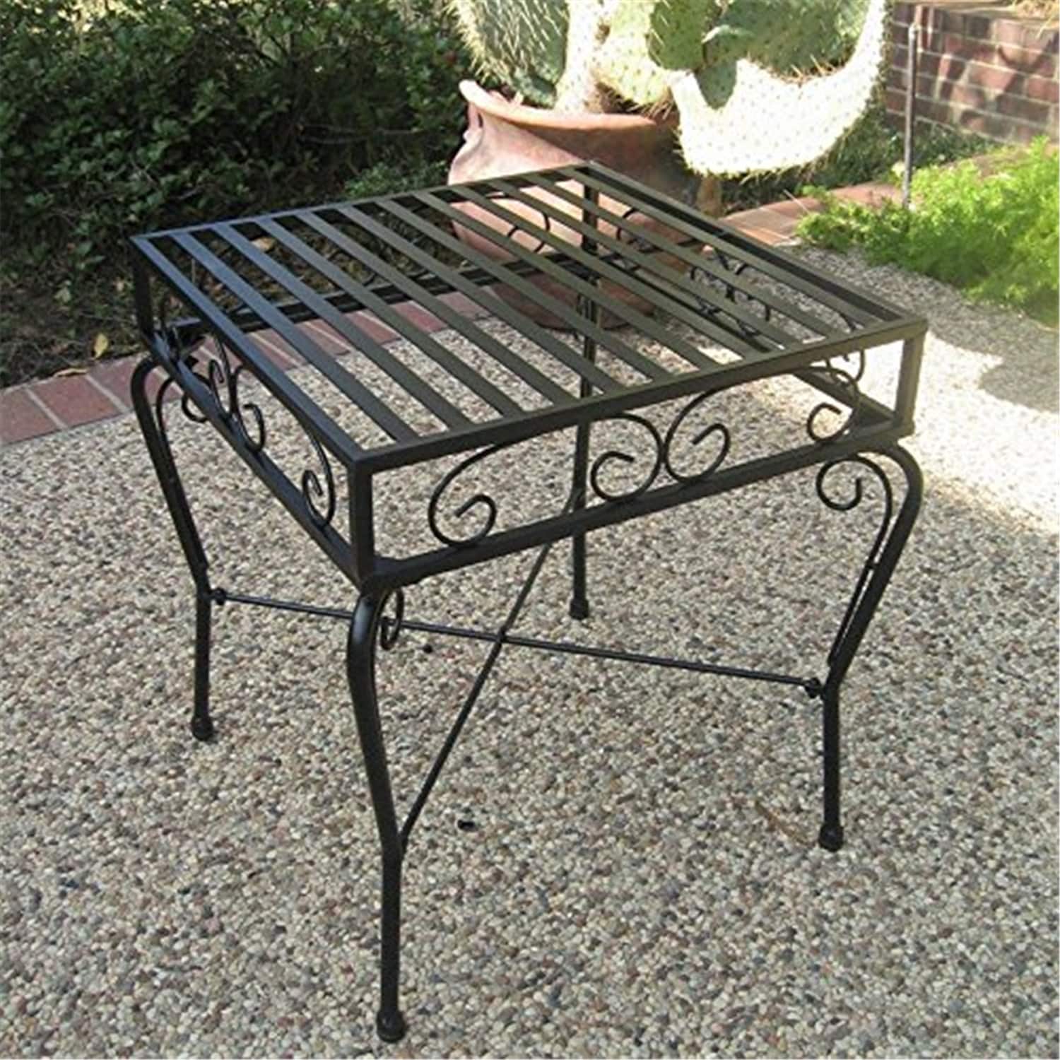 Southwestern Iron Side Table - Black Accent Table for Patio, Deck, Living Room - Durable & Stylish Design - 22