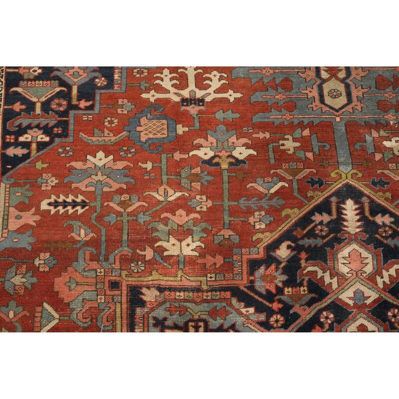Hand Knotted Oriental 100% Wool Carpet Traditional Medallion Oranges & Rust Heriz (serapi) Area Rug - 15' 5'' X 9' 6''