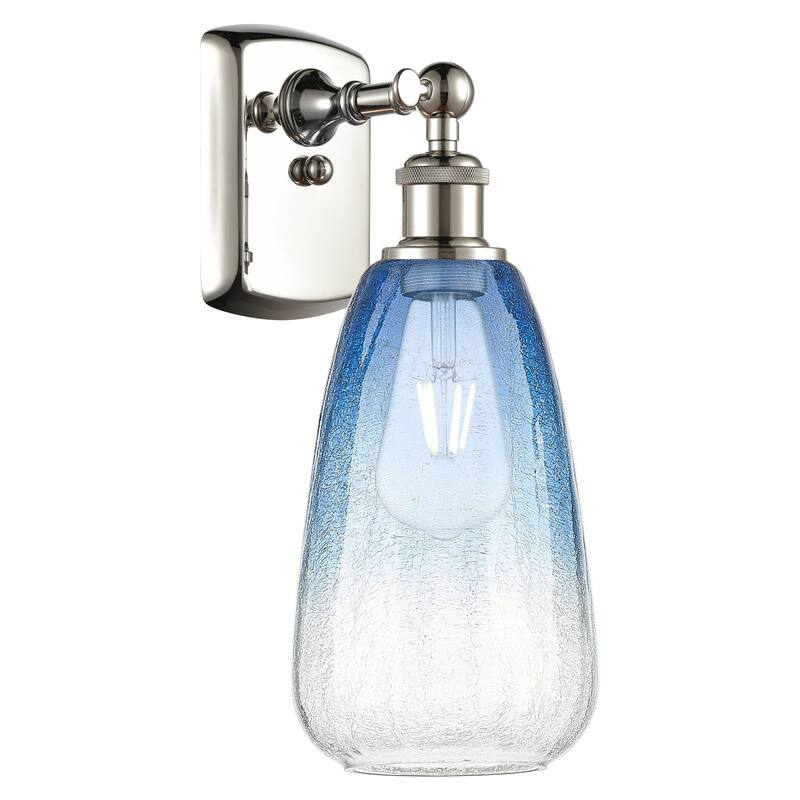 Innovations Lighting Endless Possibilities Ballston - Brookhaven Almond - 1 Light 6" Sconce - Polished Nickel/Sapphire Blue
