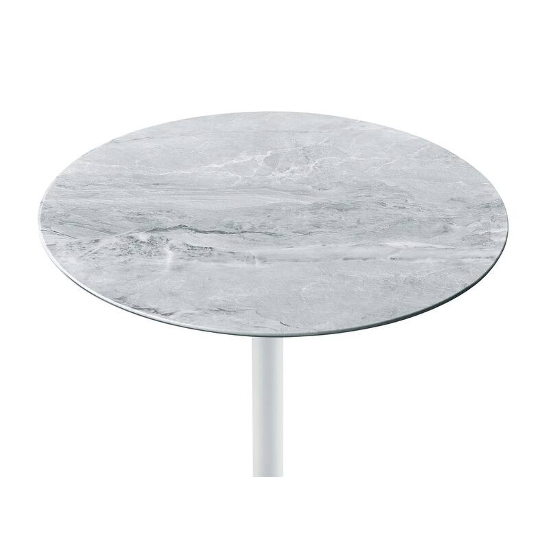 15.5"W Height Adjustable End Table Marble Glass Top Couch Desk Compact Design