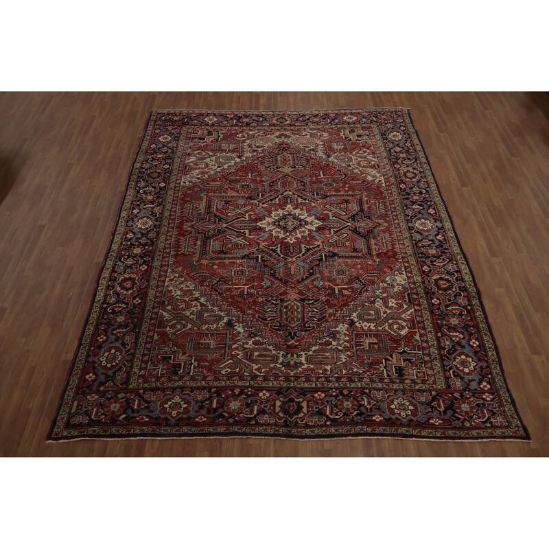 Hand Knotted Oriental 100% Wool Carpet Traditional Medallion Red Heriz (serapi) Area Rug - 13' 7'' X 10' 7''