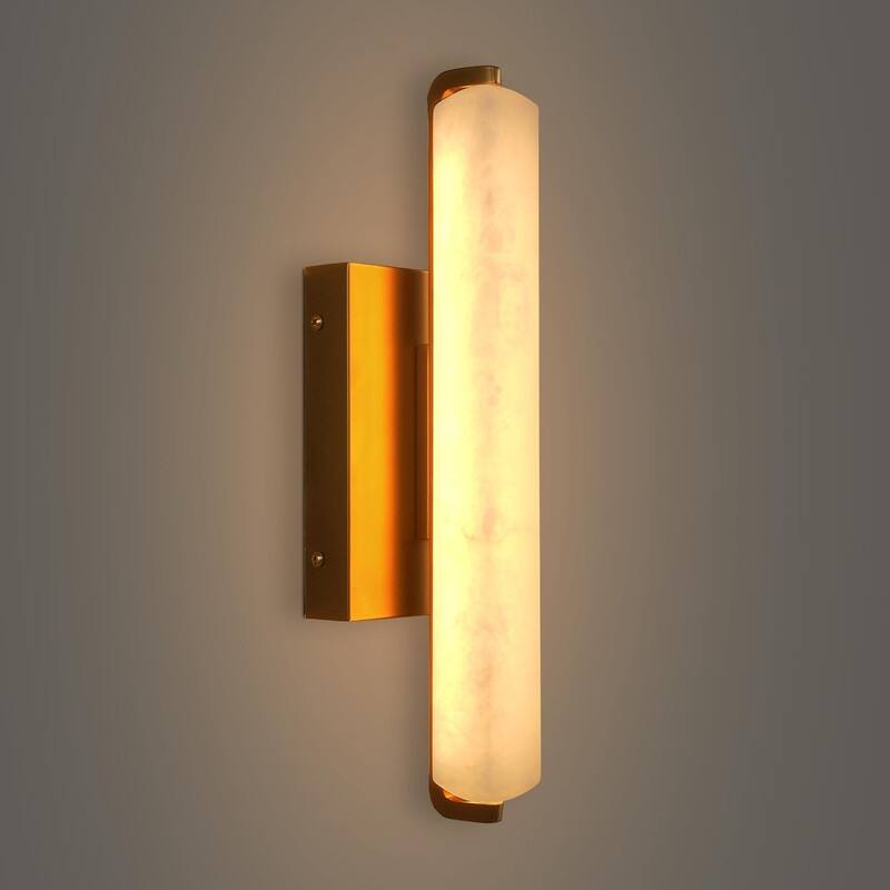 KAYLA Alabaster Wall Sconce, 19" Natural Marble Wall Sconce - 15in - Gold