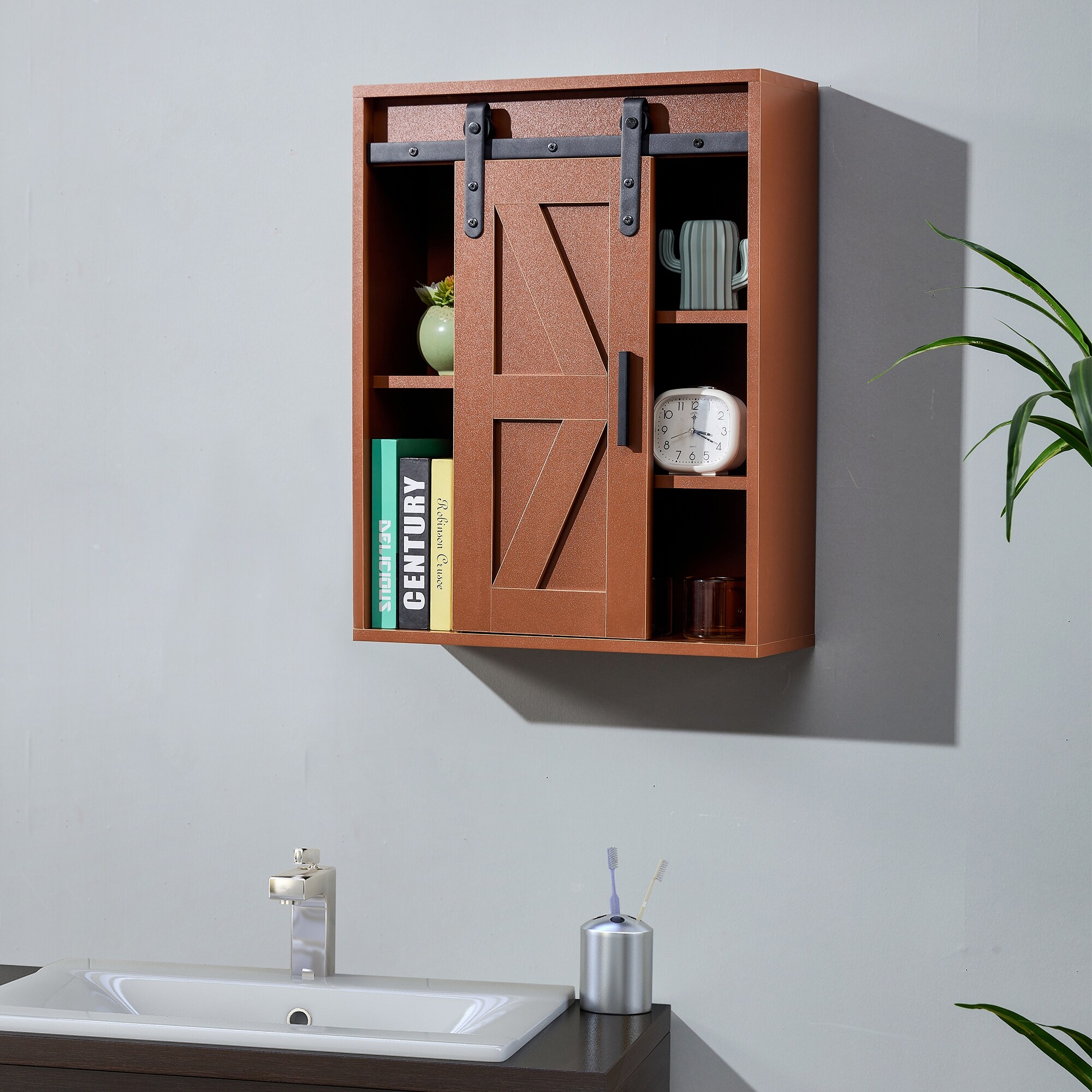 Spirich Bathroom Cabinet Wall Mounted, Wood Hanging Cabinets with Doors and  Shelves, Medicine Cabinet Over The Toilet, Espresso