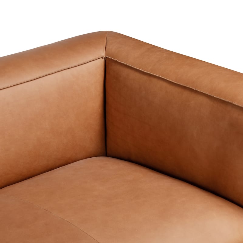 Poly & Bark Piazza 95" Sofa in Saddle Tan - Full Grain Genuine Italian Leather
