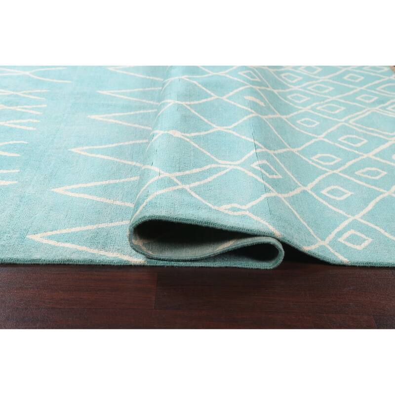 Vegetable Dye Contemporary Trellis Moroccan Wool Area Rug Hand-knotted - 6'5" x 9'7"