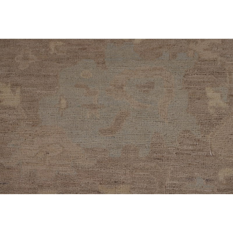 Vegetable Dye Oushak Turkish Large Area Rug Handmade Beige Wool Carpet - 9'9"x 13'6"