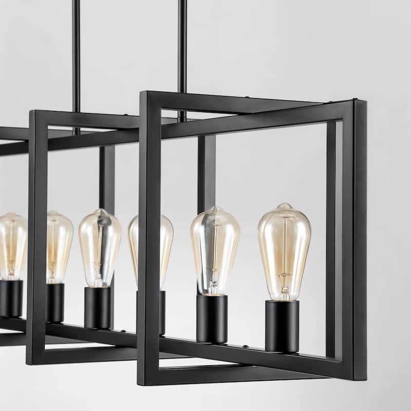 6/7-Light Industrial Pendant Lights Kitchen Island Lantern Farmhouse Linear Chandelier