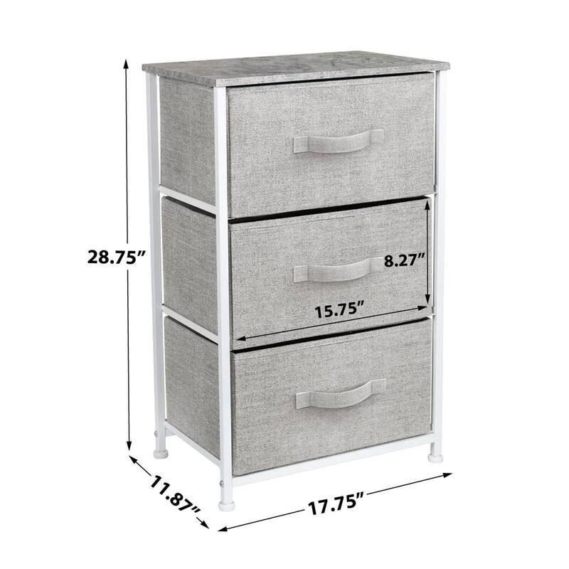 Bedside Furniture & Night Stand End Table Dresser with Steel Frame