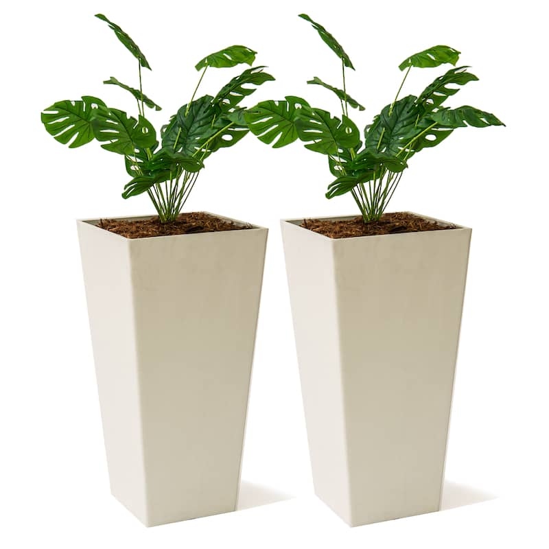XBrand Modern Square Tapered Planter – 28" or 30" Tall, Indoor & Outdoor Use - 2 x 30"H - White