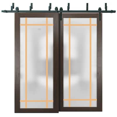 Barn Bypass Doors 36 x 80 Planum 2113 Chocolate Ash Sturdy 6.6ft
