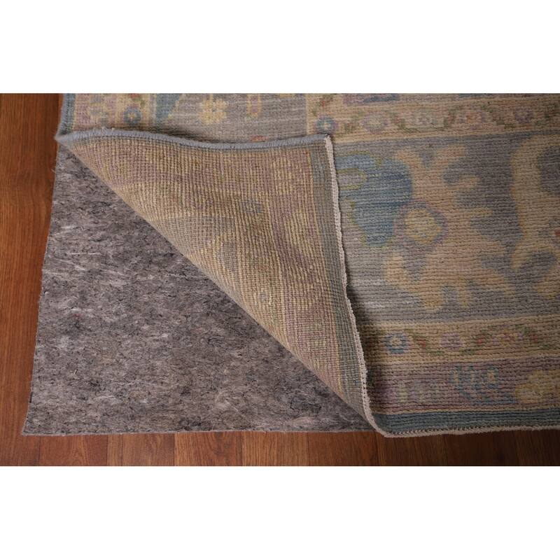 Blue Oushak Vegetable Dye Area Rug Hand-Knotted Wool Carpet - 9'0" x 12'2"