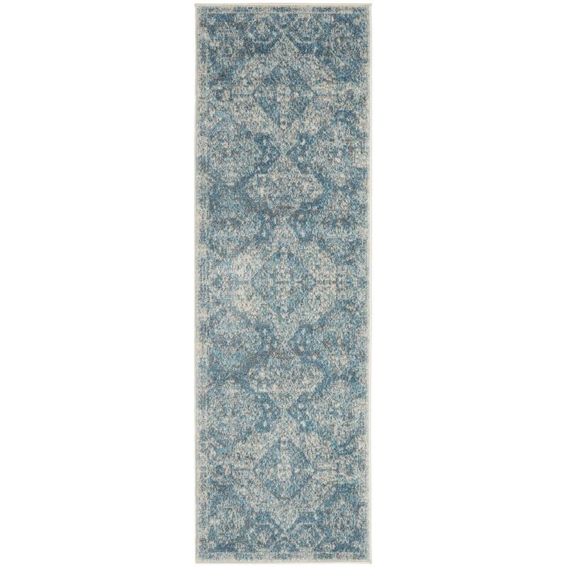 Power Loomed Distressed Geometric Abstract Modern Stain Resistant Area Rug - 87' X '27' X '0.5