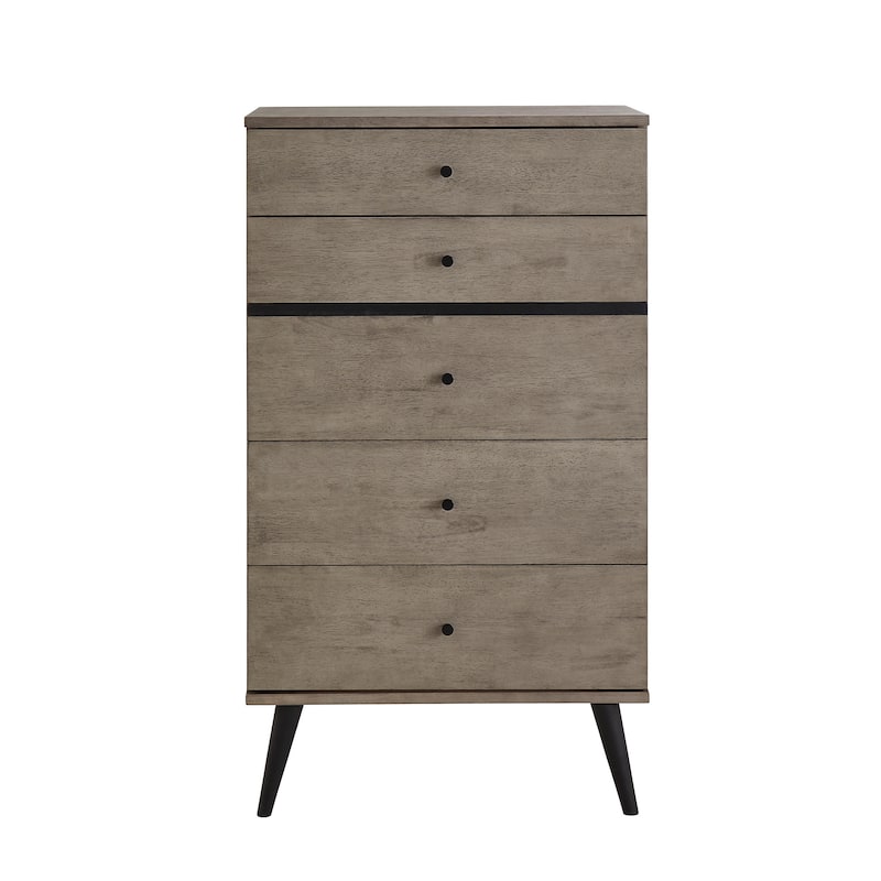 Noe Mid-Century Grey Finish 5-Drawer Chest by iNSPIRE Q Modern