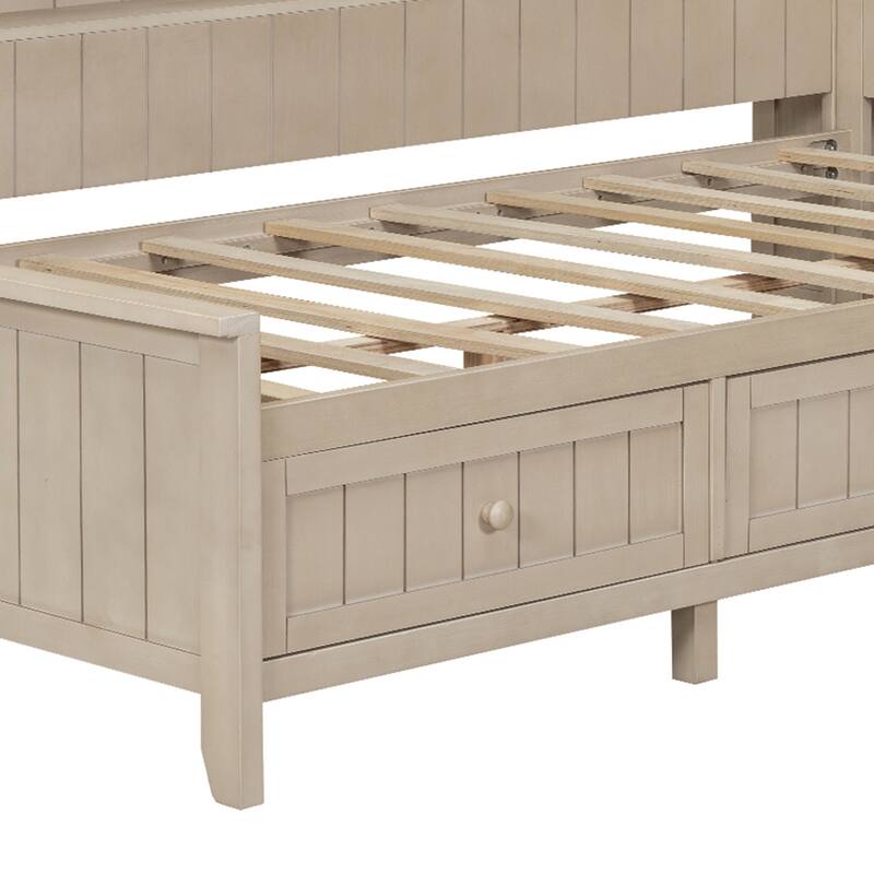 Antique Twin Daybed with 3 Drawers & Storage Shelves (220lb Capacity)