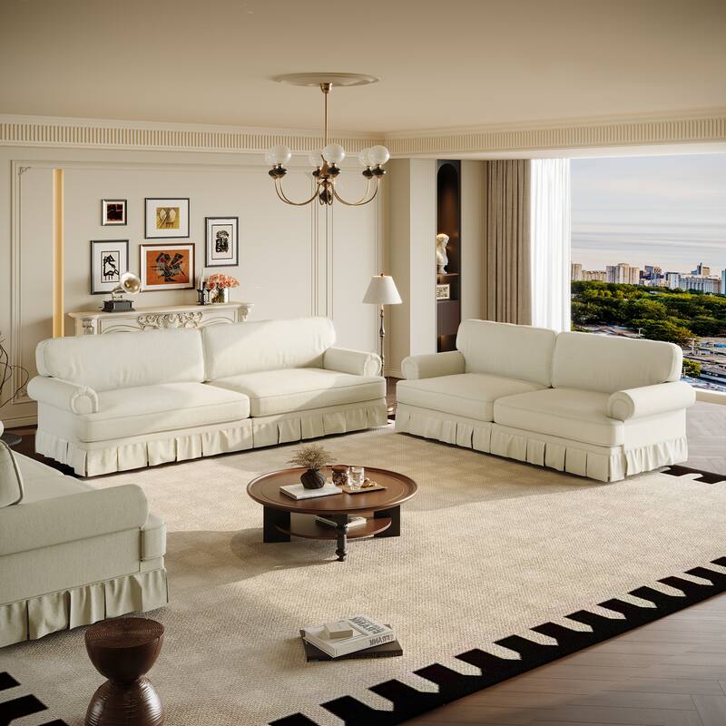 Luxury 3-Seater Cloud Couch with Chenille Fabric, Extra Deep Seat & Mid-Century Design for Apartment or Office