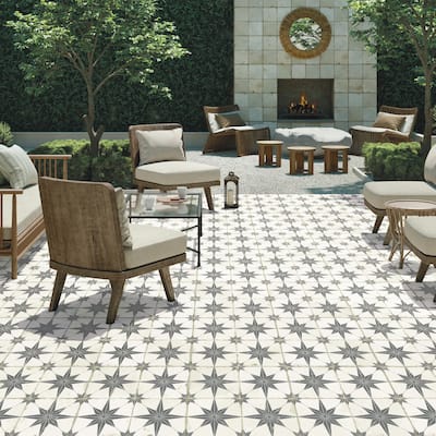 Merola Tile Kings Star Supernova Nero 17-3/4" x 17-3/4" Porcelain Floor and Wall Tile